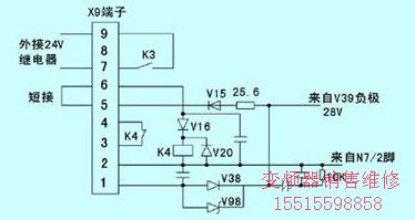 圖4 X9端子與繼電器K4的相關電路